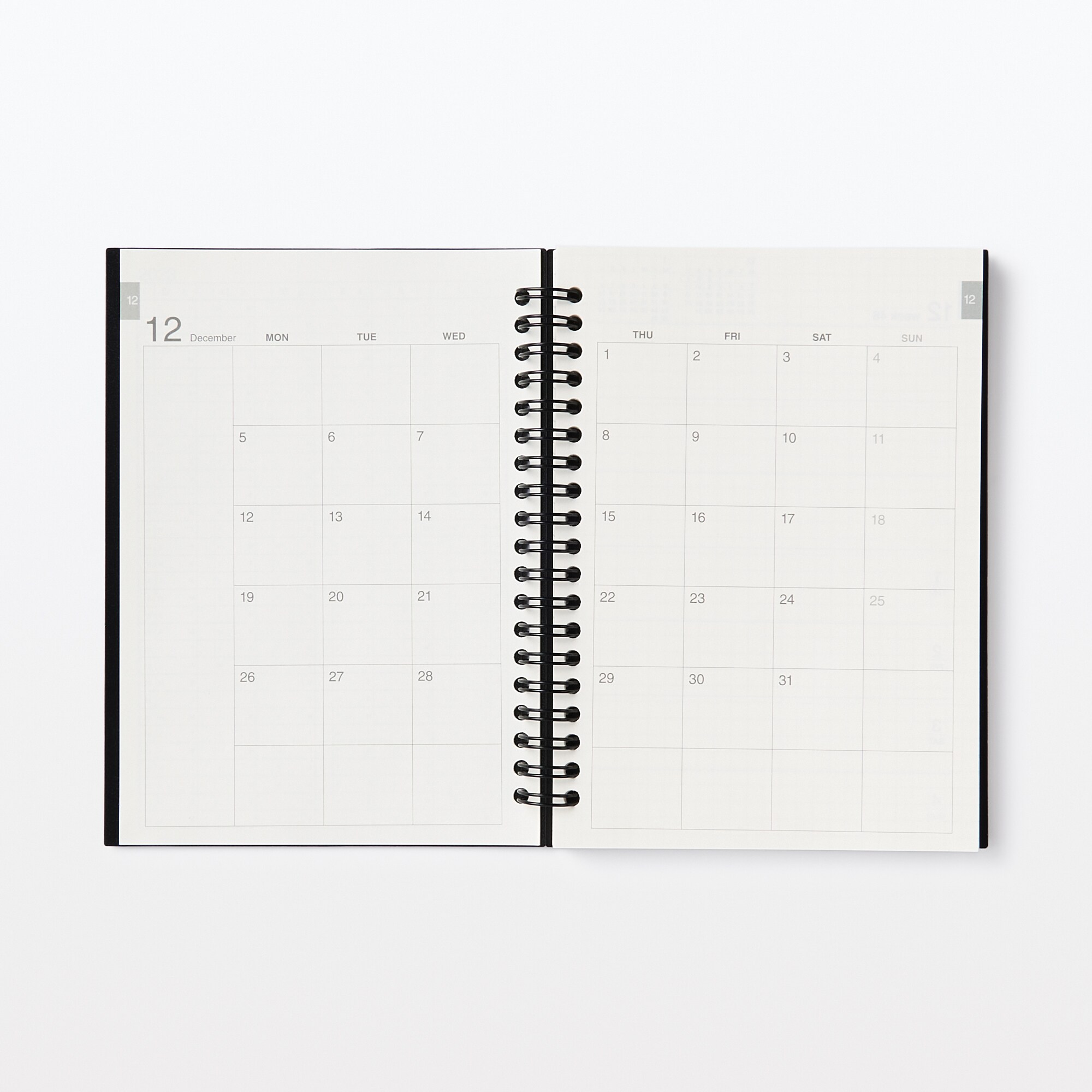 【Ｇ仕様】ポリプロピレンカバーマンスリーウィクリースケジュール　２２年１２月