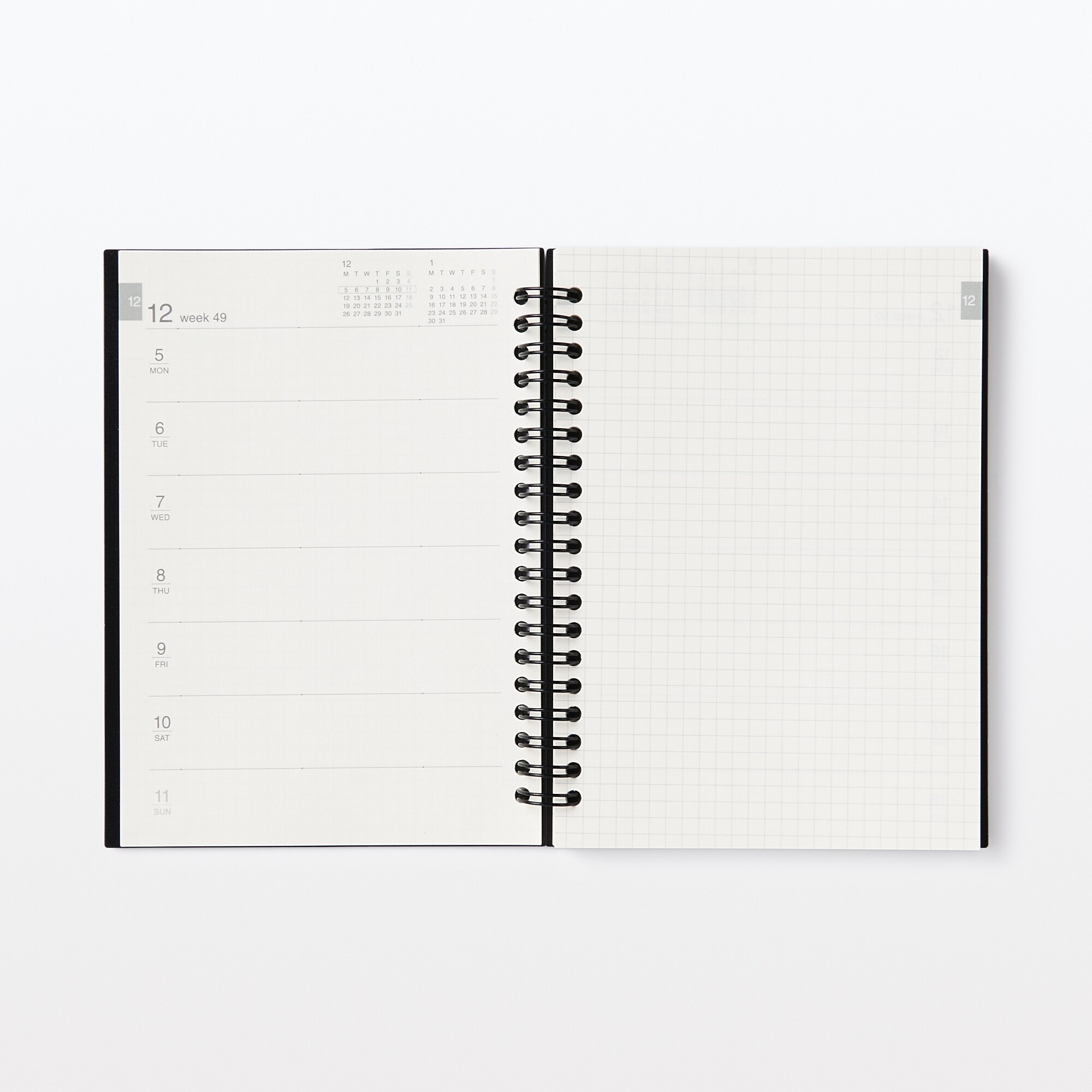 【Ｇ仕様】ポリプロピレンカバーマンスリーウィクリースケジュール　２２年１２月