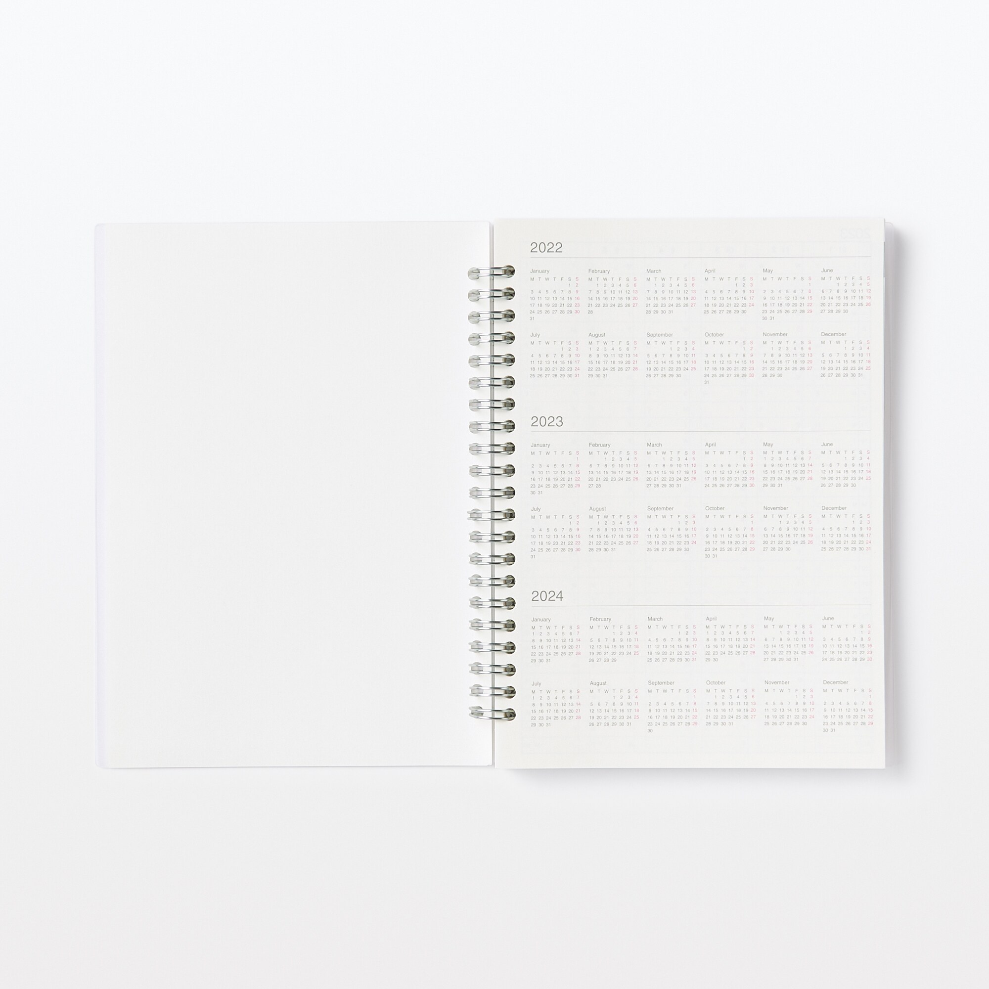 【Ｇ仕様】ポリプロピレンカバーマンスリーウィクリースケジュール　２２年１２月