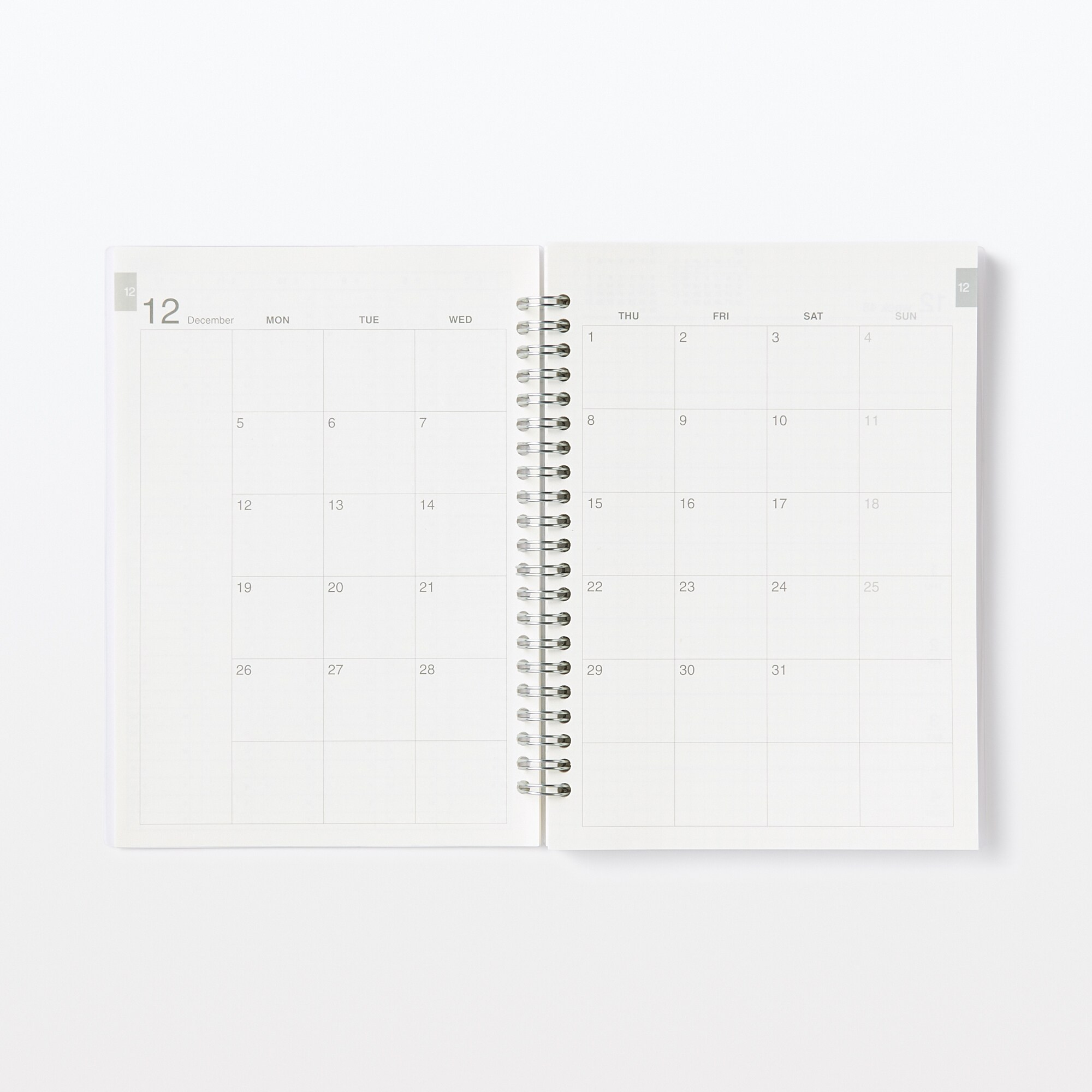 【Ｇ仕様】ポリプロピレンカバーマンスリーウィクリースケジュール　２２年１２月