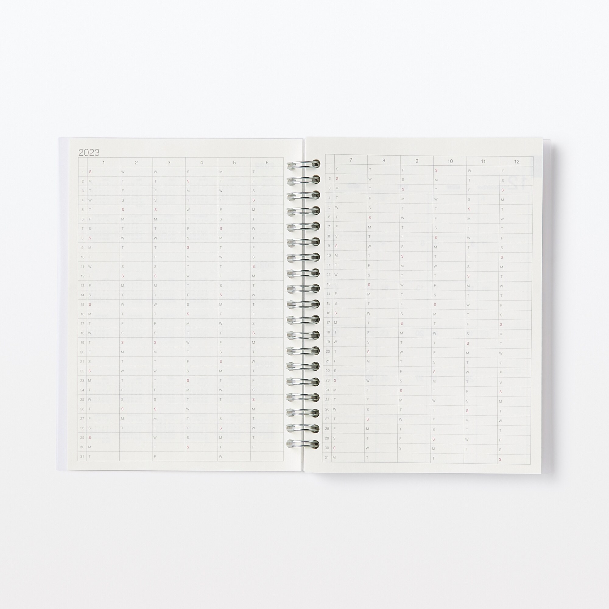 【Ｇ仕様】ポリプロピレンカバーマンスリーウィクリースケジュール　２２年１２月