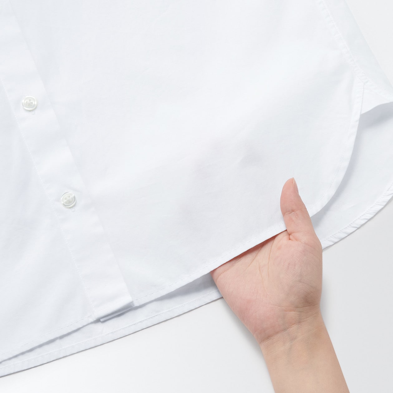 洗いざらしブロードスタンドカラーシャツ（白）