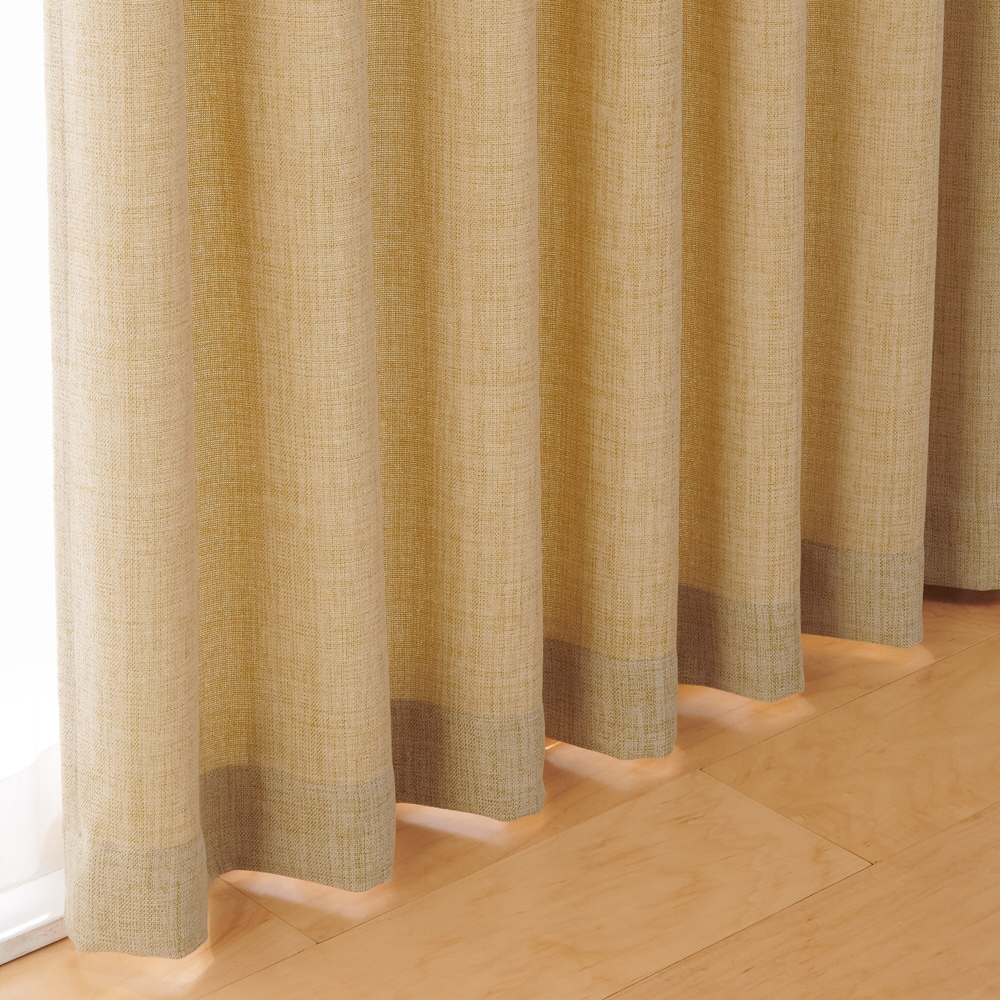 ポリエステルマット織プリーツカーテン／マスタード