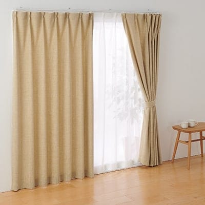 ポリエステルマット織プリーツカーテン／マスタード