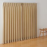 ポリエステルマット織プリーツカーテン２倍ヒダ／マスタード