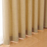 ポリエステルマット織プリーツカーテン２倍ヒダ／マスタード