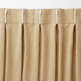 ポリエステルマット織プリーツカーテン２倍ヒダ／マスタード