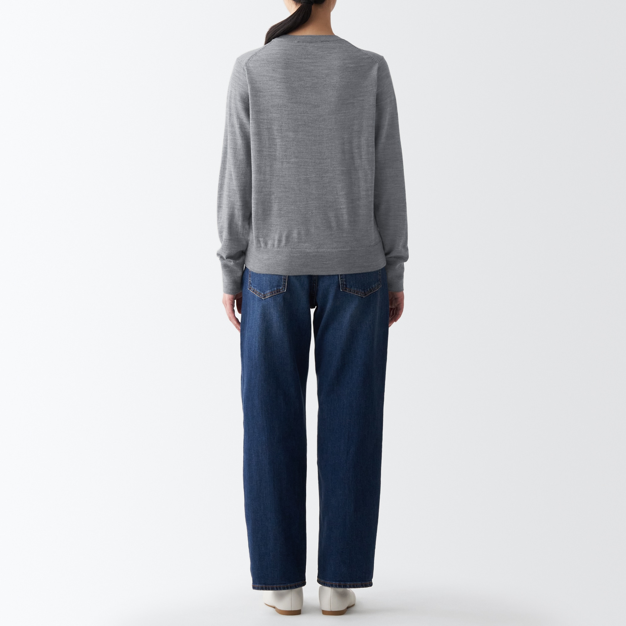 メリノウール洗えるクルーネックセーター