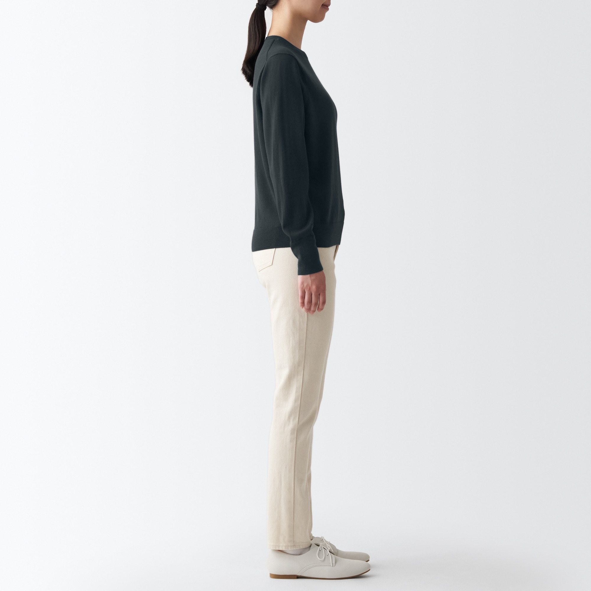 メリノウール洗えるクルーネックセーター