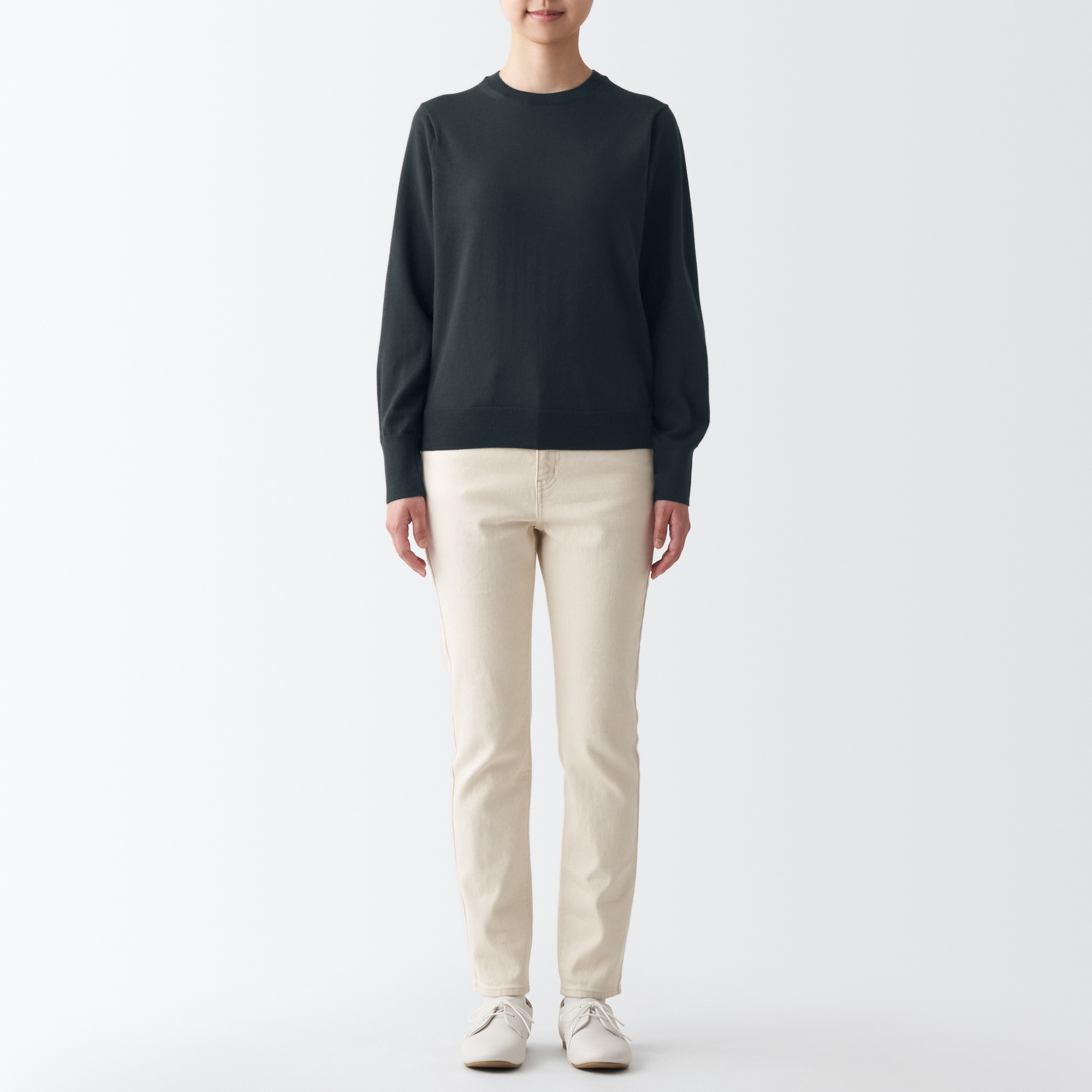 メリノウール洗えるクルーネックセーター