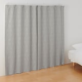 ポリエステルジャガード織波ノンプリーツカーテン／遮光裏地付／グレー