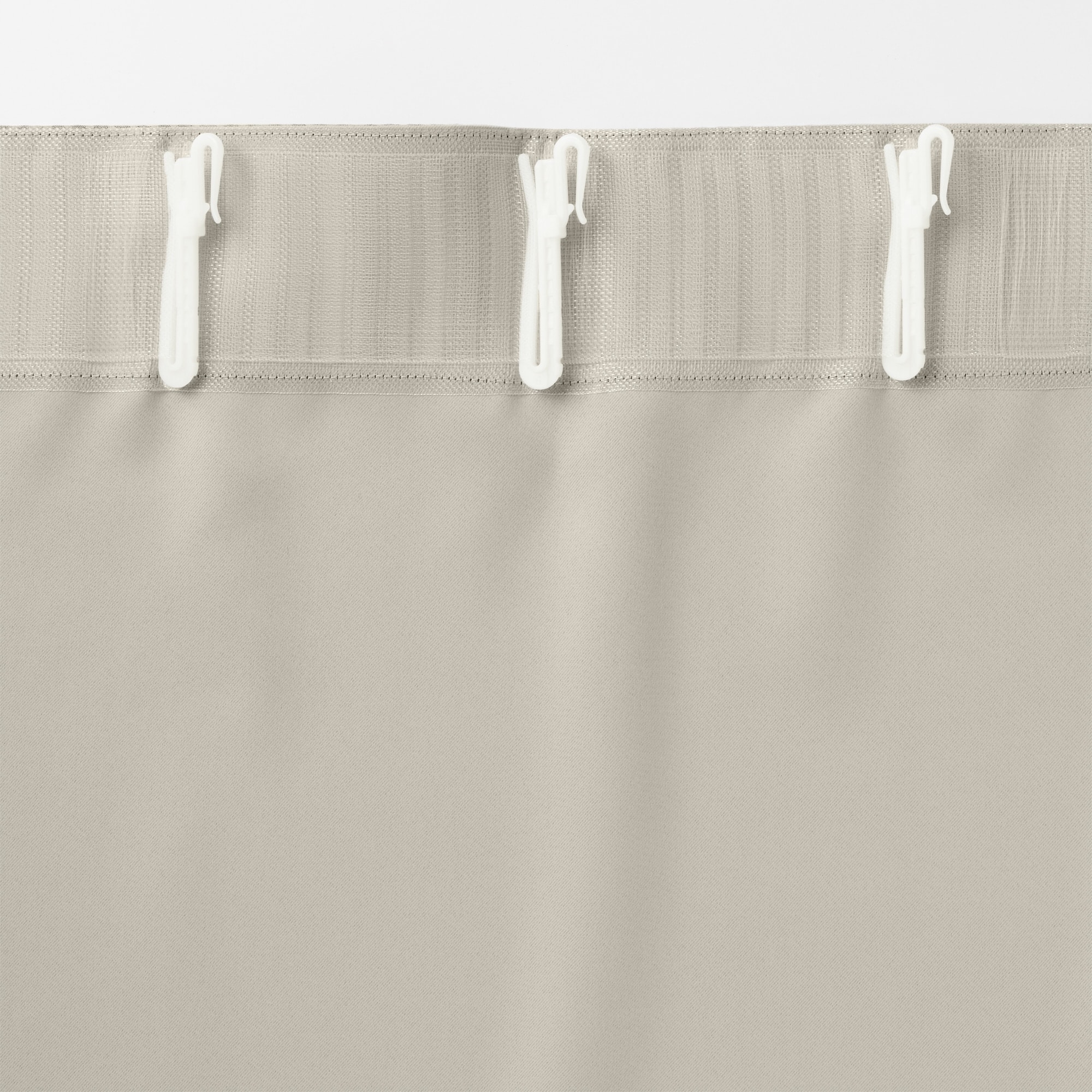 ポリエステルジャガード織波ノンプリーツカーテン／遮光裏地付／グレー