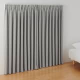 ポリエステルジャガード織波プリーツカーテン２倍ヒダ／遮光裏地付／グレー