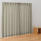 ポリエステルジャガード織波プリーツカーテン／ベージュ