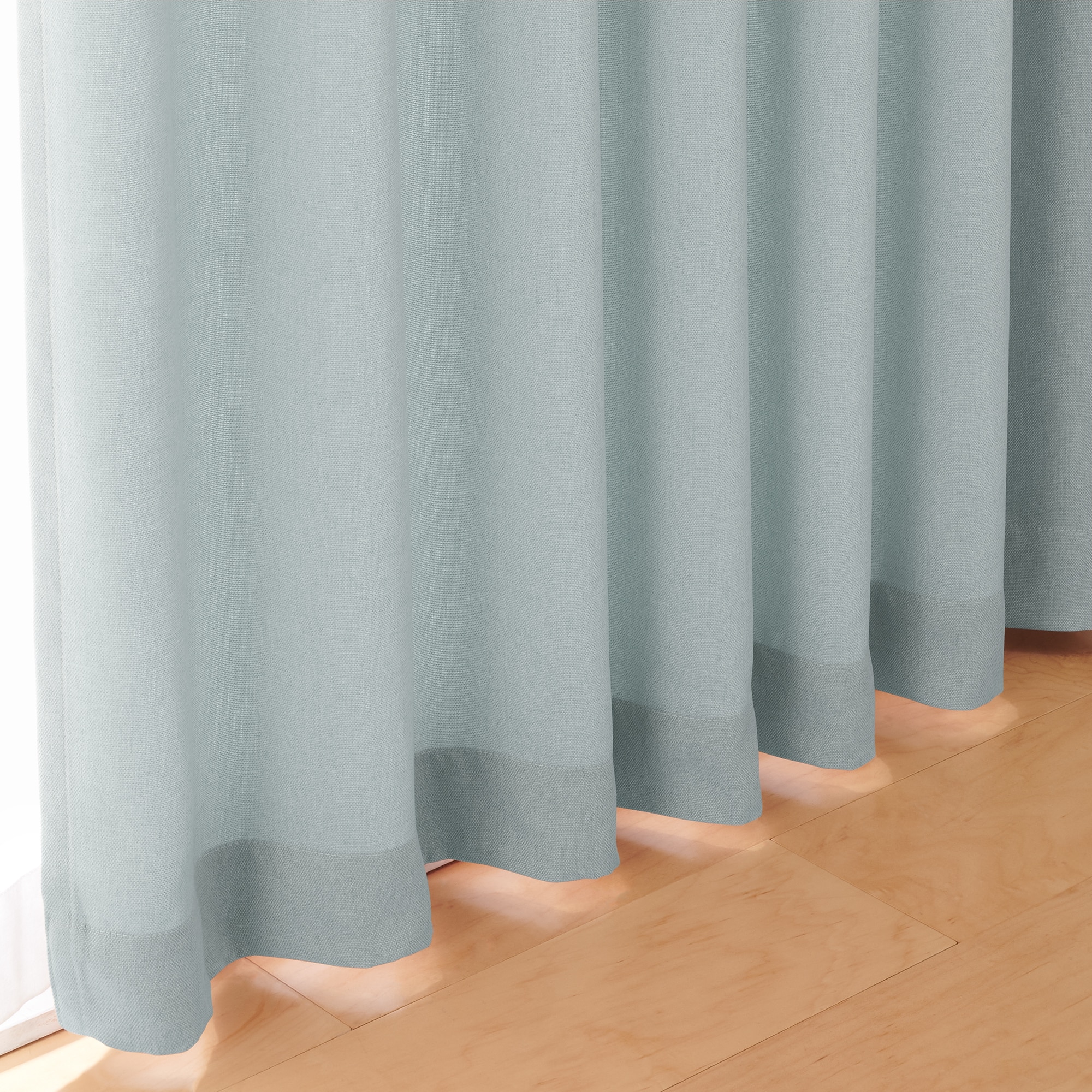 ポリエステルオックスプリーツカーテン／ブルー