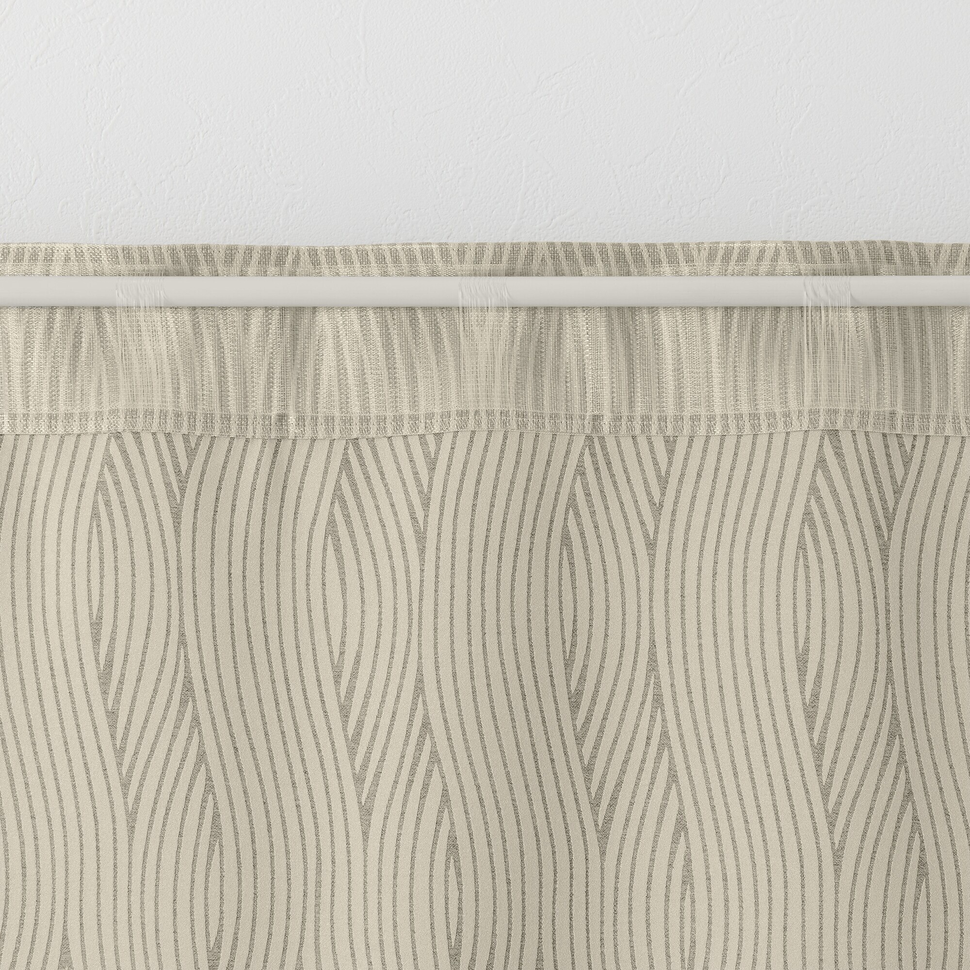 ポリエステルジャガード織波ノンプリーツカーテン／ベージュ