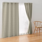 ポリエステルジャガード織波ノンプリーツカーテン／ベージュ