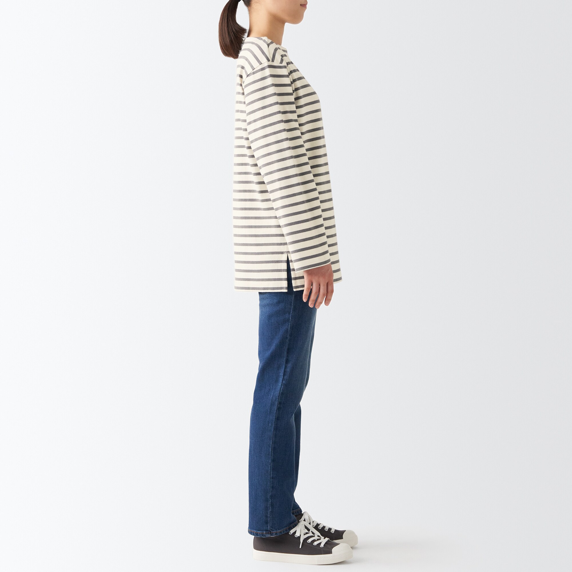 太番手ボートネック長袖Ｔシャツ