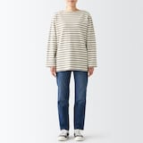 太番手ボートネック長袖Ｔシャツ