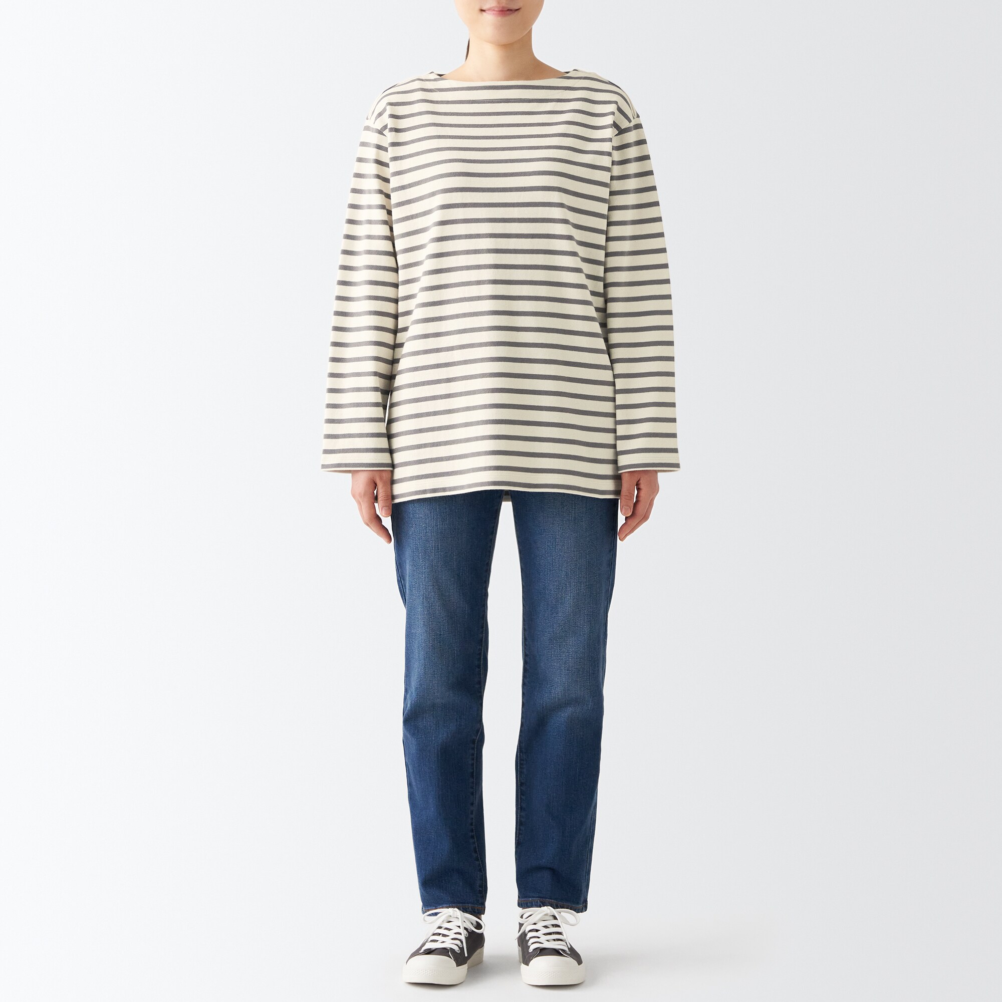 太番手ボートネック長袖Ｔシャツ
