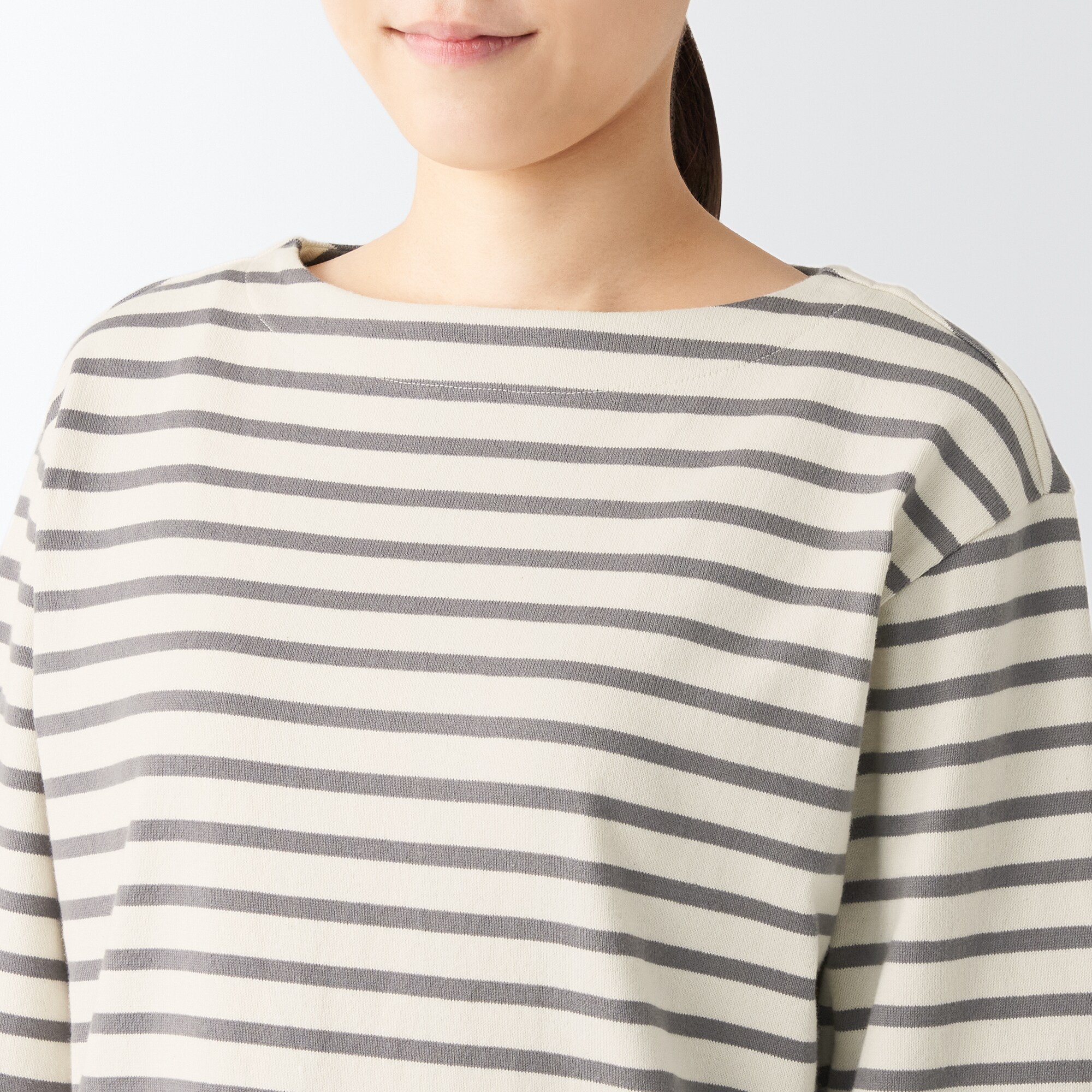 太番手ボートネック長袖Ｔシャツ