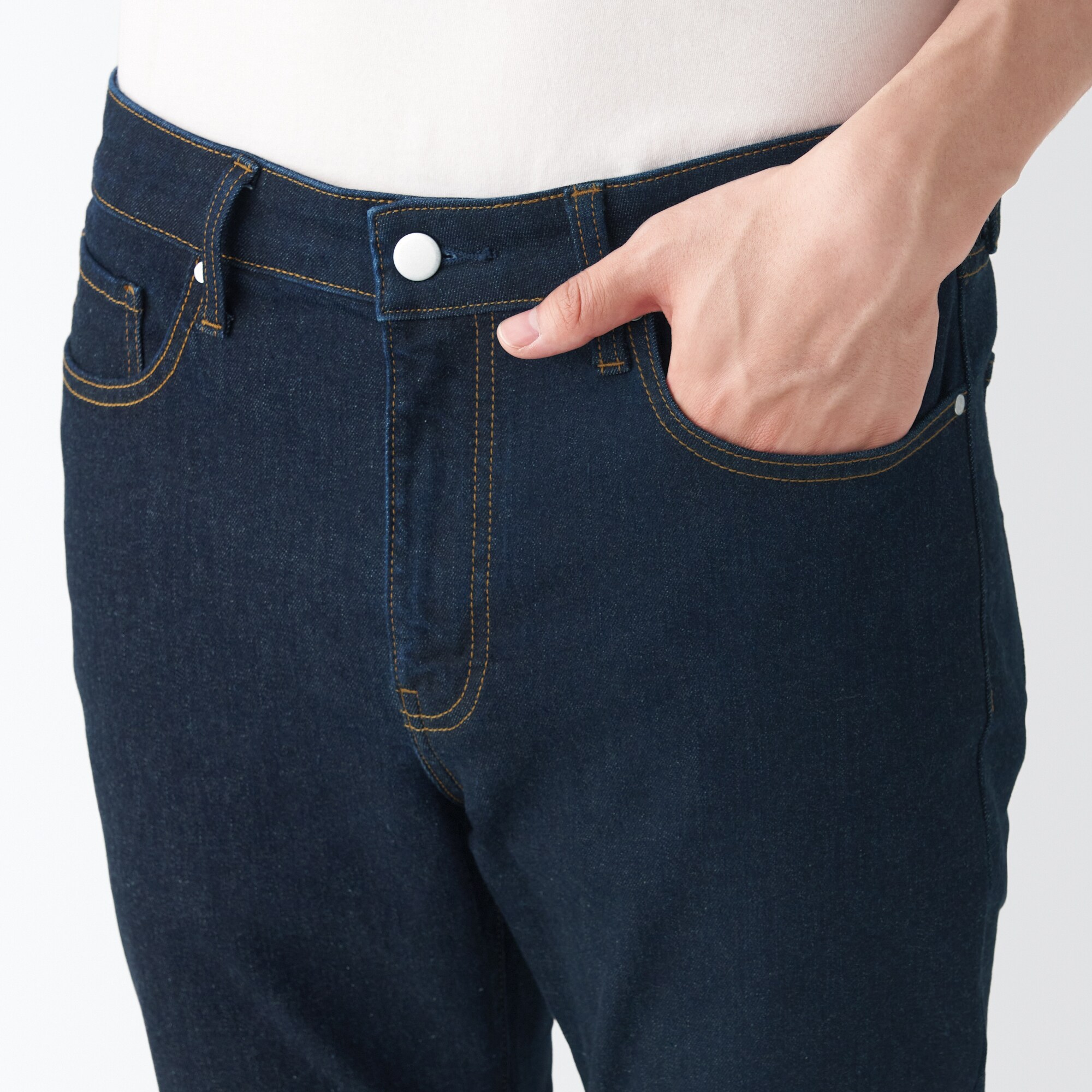 スーパーストレッチデニムスキニーパンツ　股下７６ｃｍ　ダークネイビー