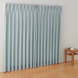 ポリエステルオックスプリーツカーテン２倍ヒダ／ブルー