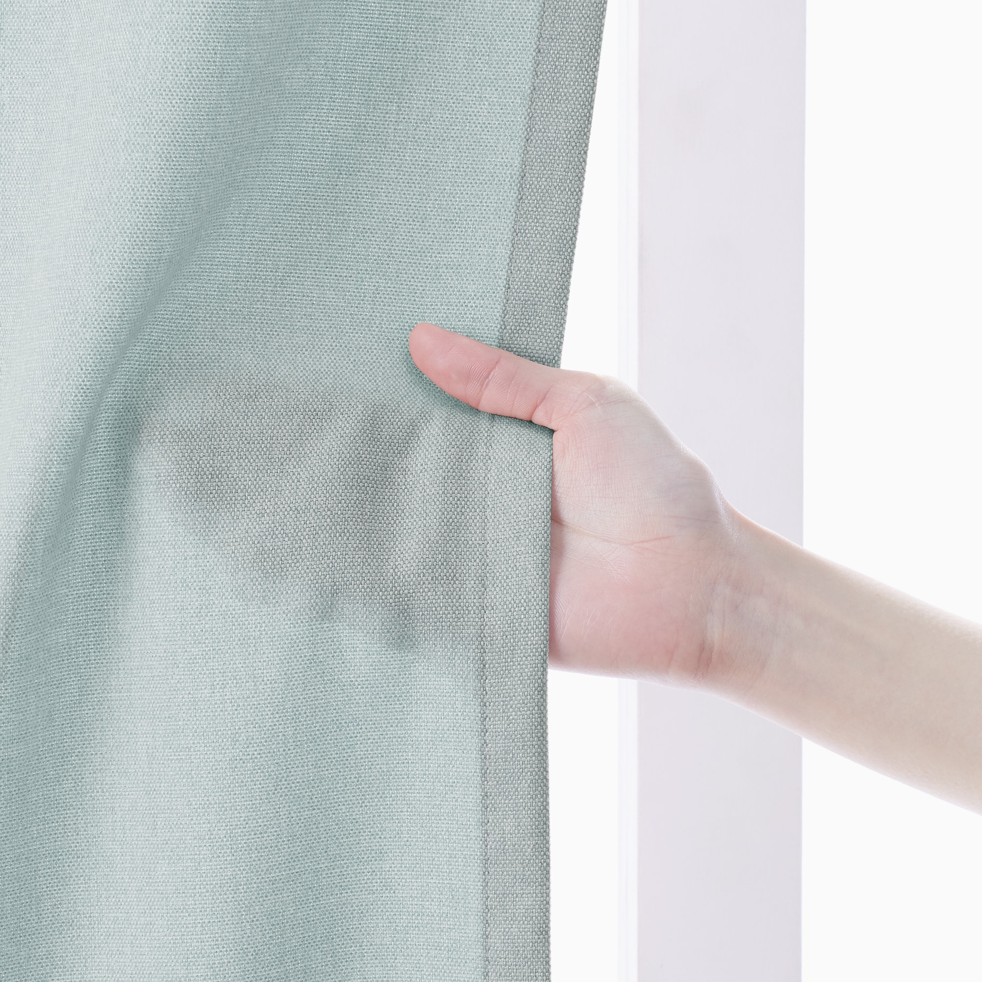 ポリエステルオックスプリーツカーテン２倍ヒダ／ブルー