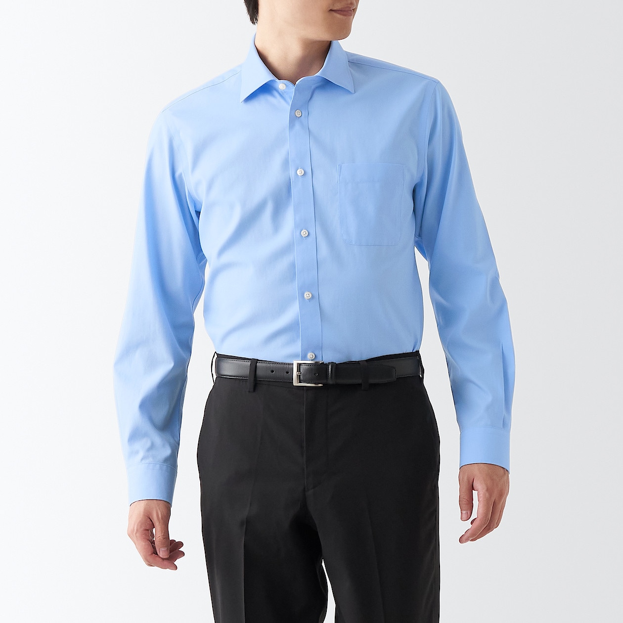 ノンアイロンビジネスセミワイドカラー長袖シャツ | 無印良品