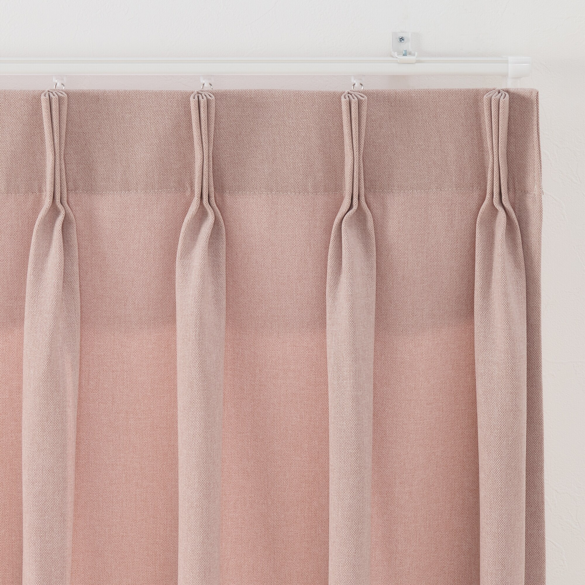 ポリエステルオックスプリーツカーテン２倍ヒダ／ピンク