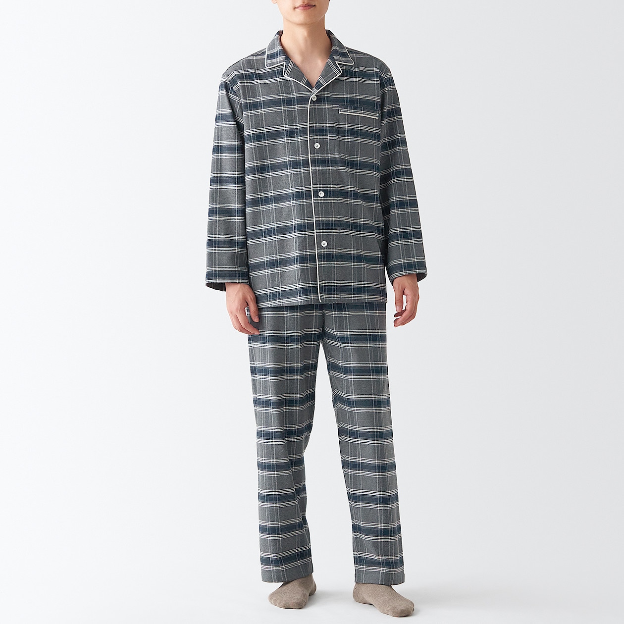 脇に縫い目のない フランネルパジャマ | 無印良品