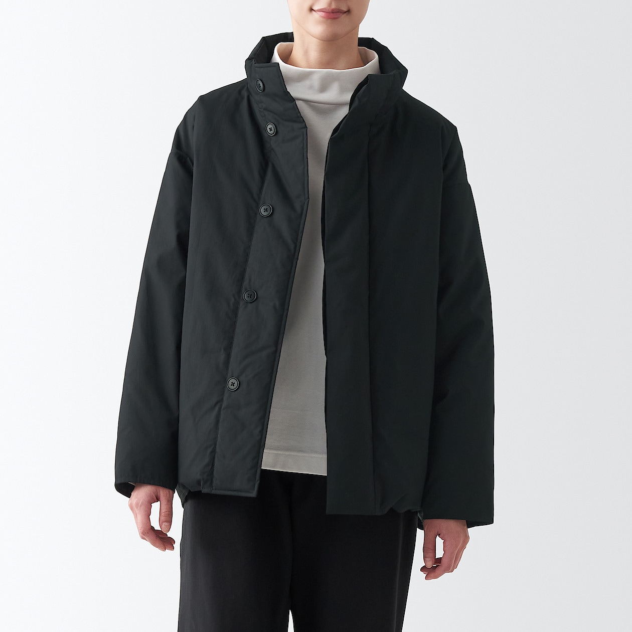 高密度織り撥水ダウンジャケット L~XL・黒 | コート | MUJI Labo ...