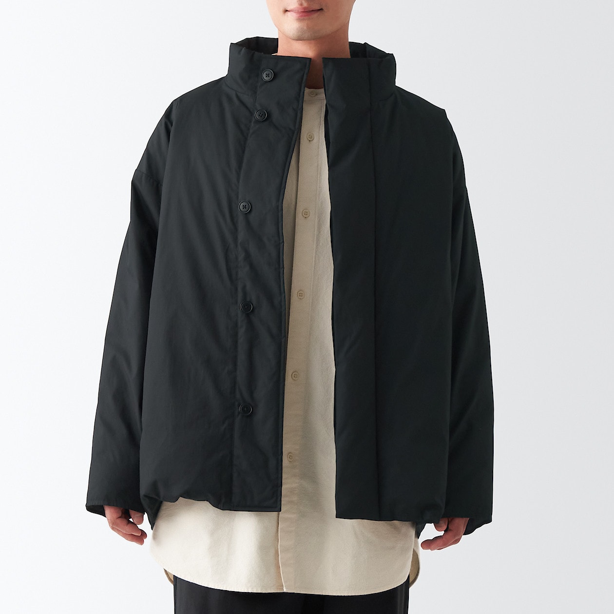 高密度織り撥水ダウンジャケット L~XL・黒 | コート | MUJI Labo ...