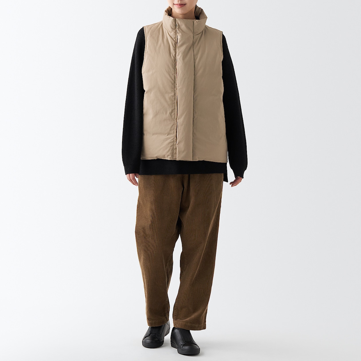高密度織り撥水ダウンベスト L~XL・ベージュ | コート | MUJI Labo ...