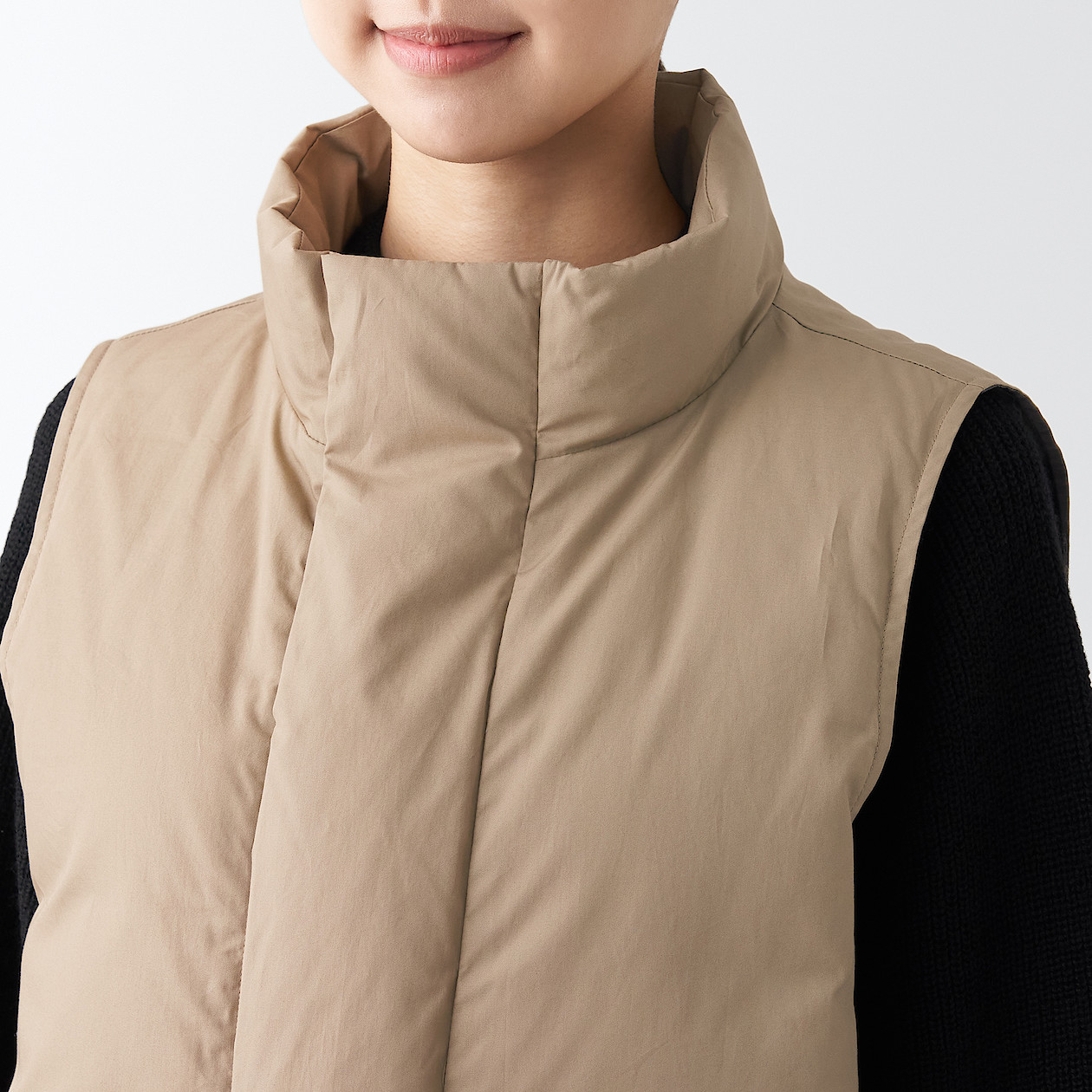 高密度織り撥水ダウンベスト L~XL・ベージュ | コート | MUJI Labo ...