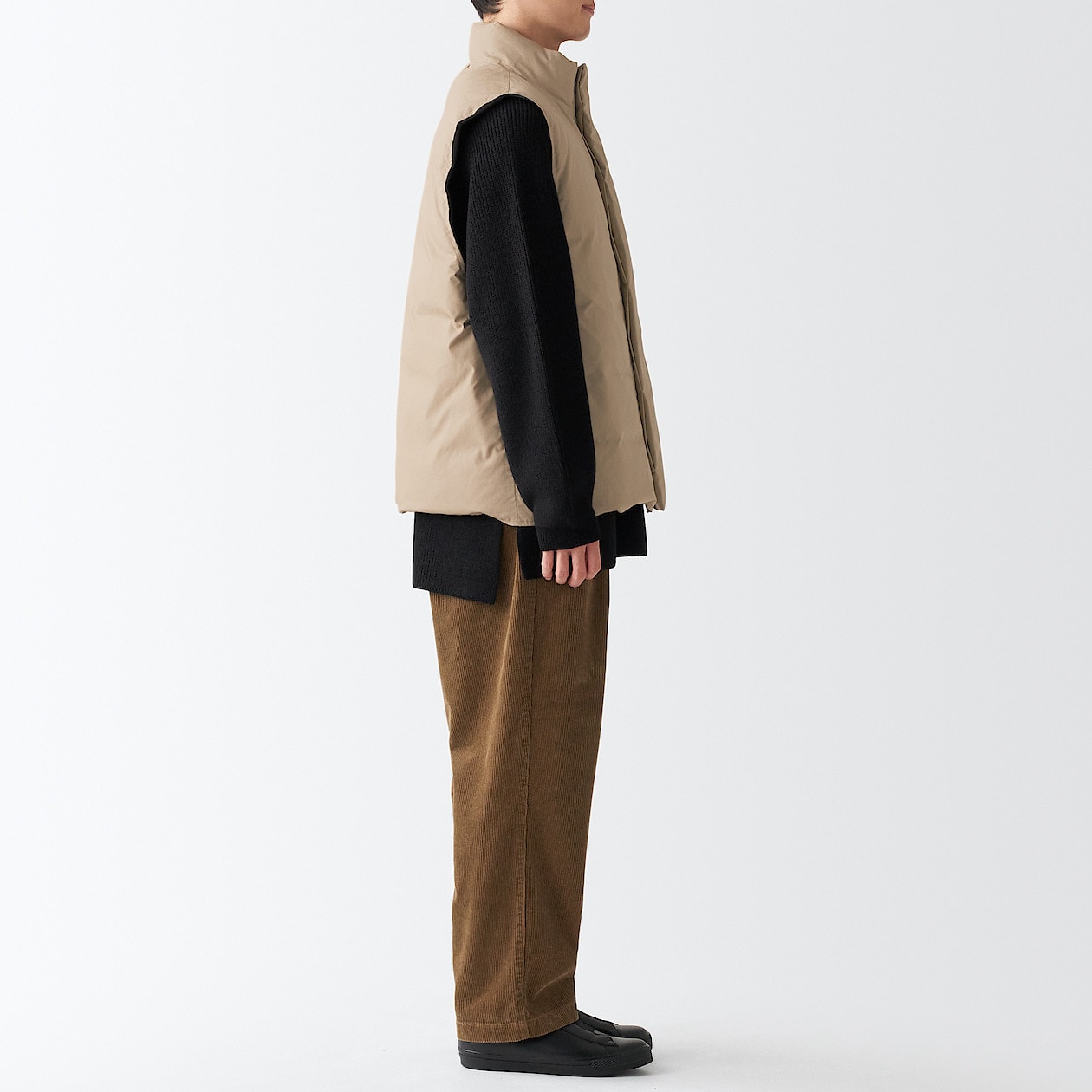 高密度織り撥水ダウンベスト L~XL・ベージュ | コート | MUJI Labo ...