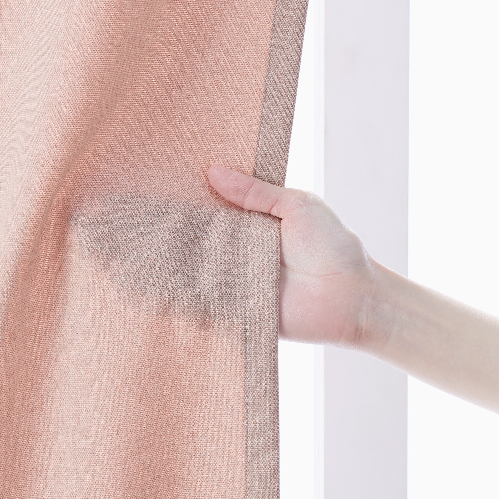 ポリエステルオックスプリーツカーテン２倍ヒダ／ピンク