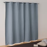 ポリエステルドビー織ハトメカーテン（防炎・遮光性）／フェードブルー