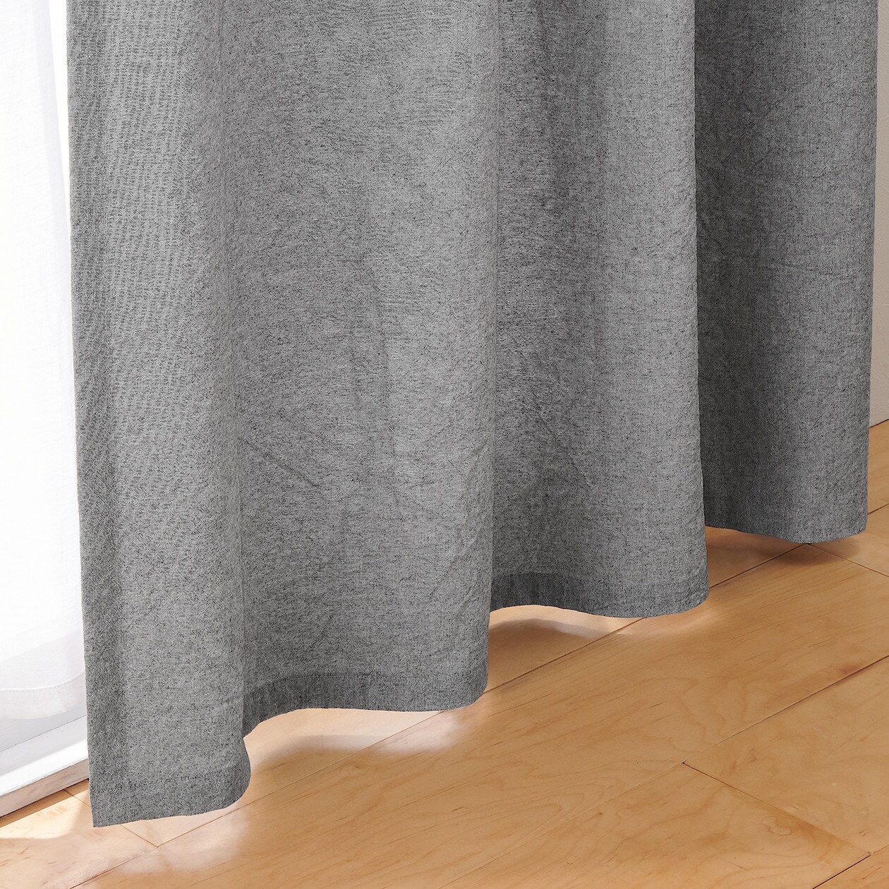 綿洗いざらし平織ノンプリーツカーテン／グレー | 無印良品