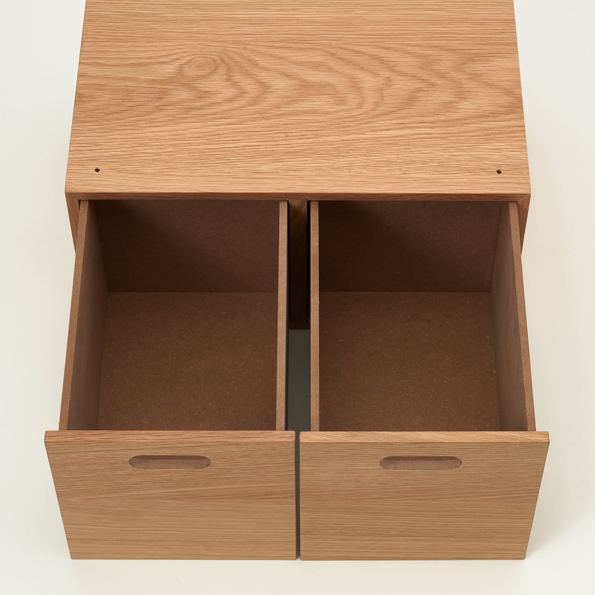 スタッキングチェスト・ハーフ・引出し・２個／オーク材突板