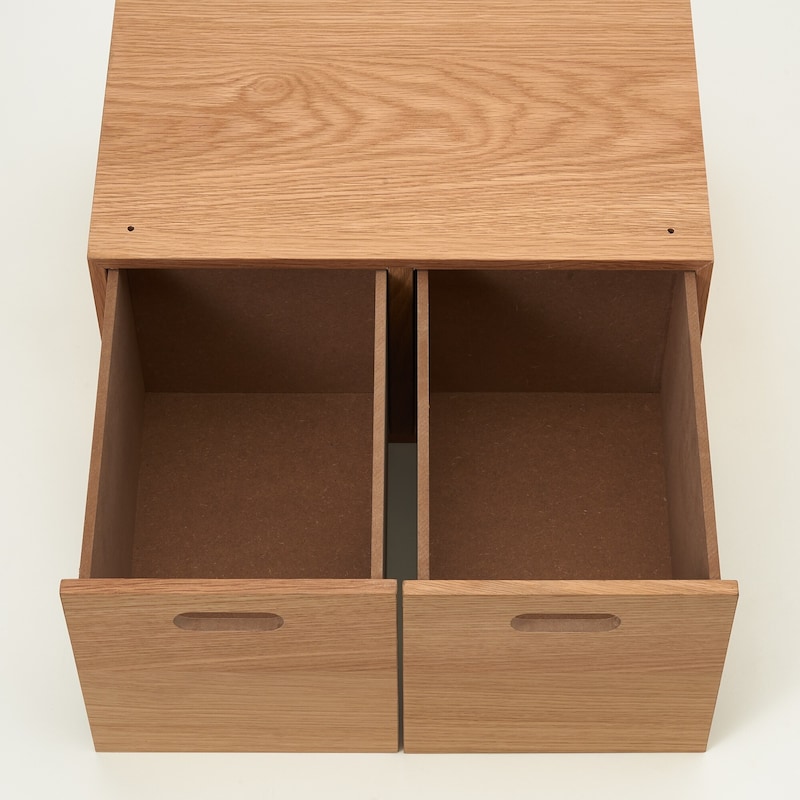 スタッキングチェスト・ハーフ・引出し・２個／オーク材突板