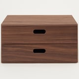 スタッキングチェスト・ハーフ・引出し・２段／ウォールナット材突板