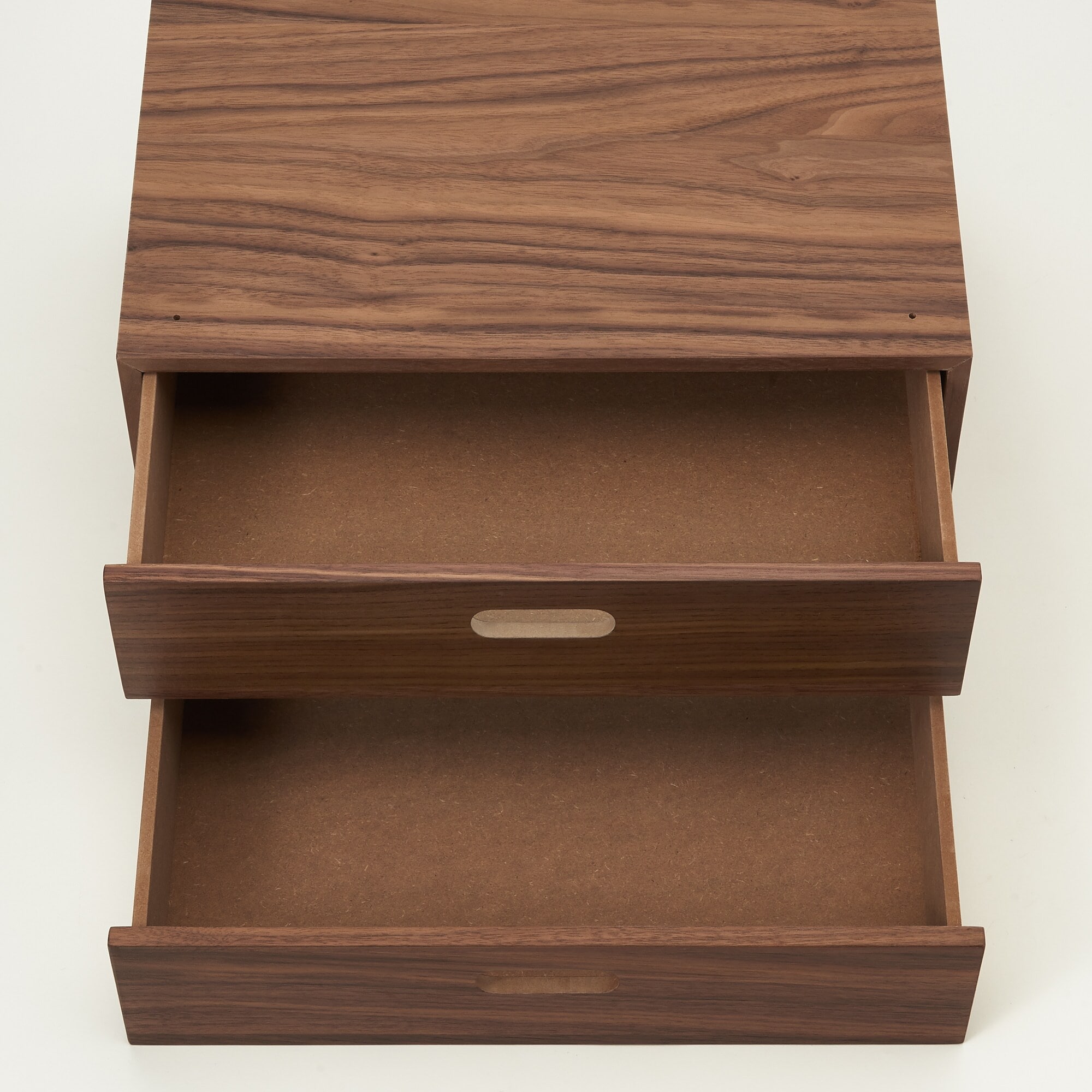 スタッキングチェスト・ハーフ・引出し・２段／ウォールナット材突板