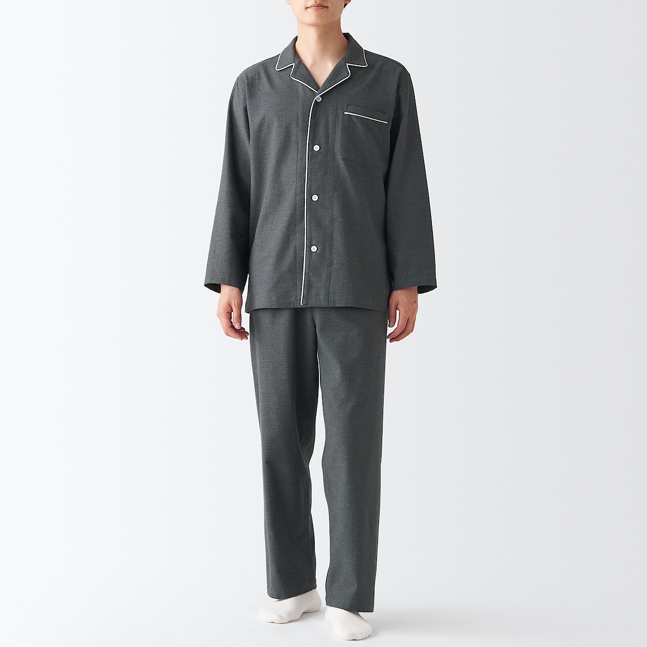 脇に縫い目のない フランネルパジャマ | 無印良品