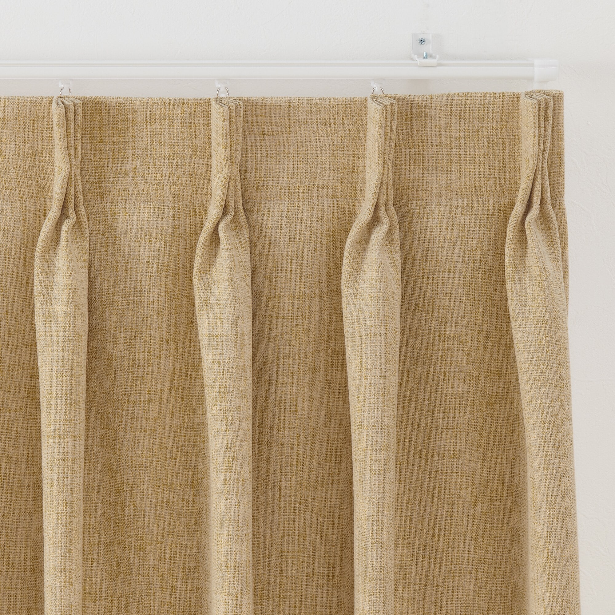 無印良品　ポリエステルマット織プリーツカーテン２倍ヒダ／遮光裏地付／マスタード ポリエステルマット織ノンプリーツカーテン／遮光裏地付