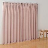 ポリエステルオックスプリーツカーテン／ピンク