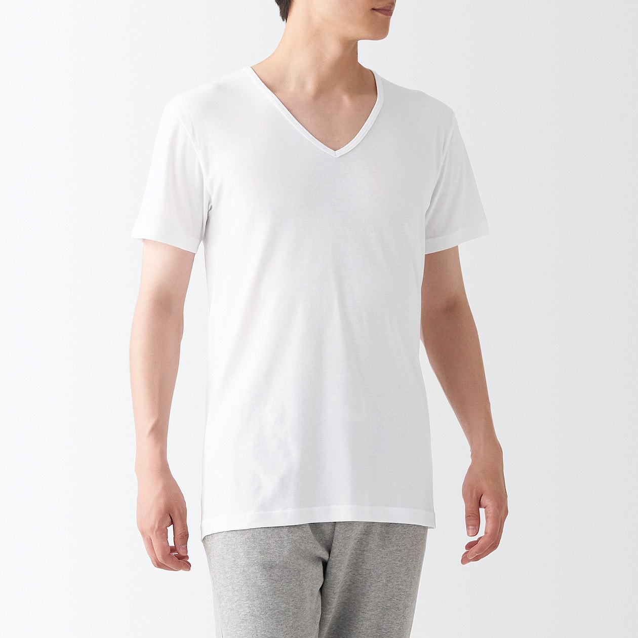 綿でさらっと強撚 ｖネックｔシャツ 紳士ｌ 白 綿でさらっとインナー 紳士 メンズ 通販 無印良品