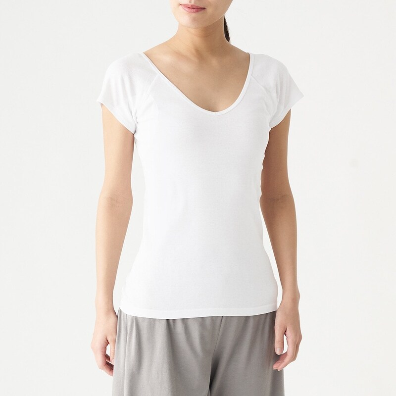 綿でさらっと汗取りパッド付きフレンチスリーブＴシャツ | 無印良品