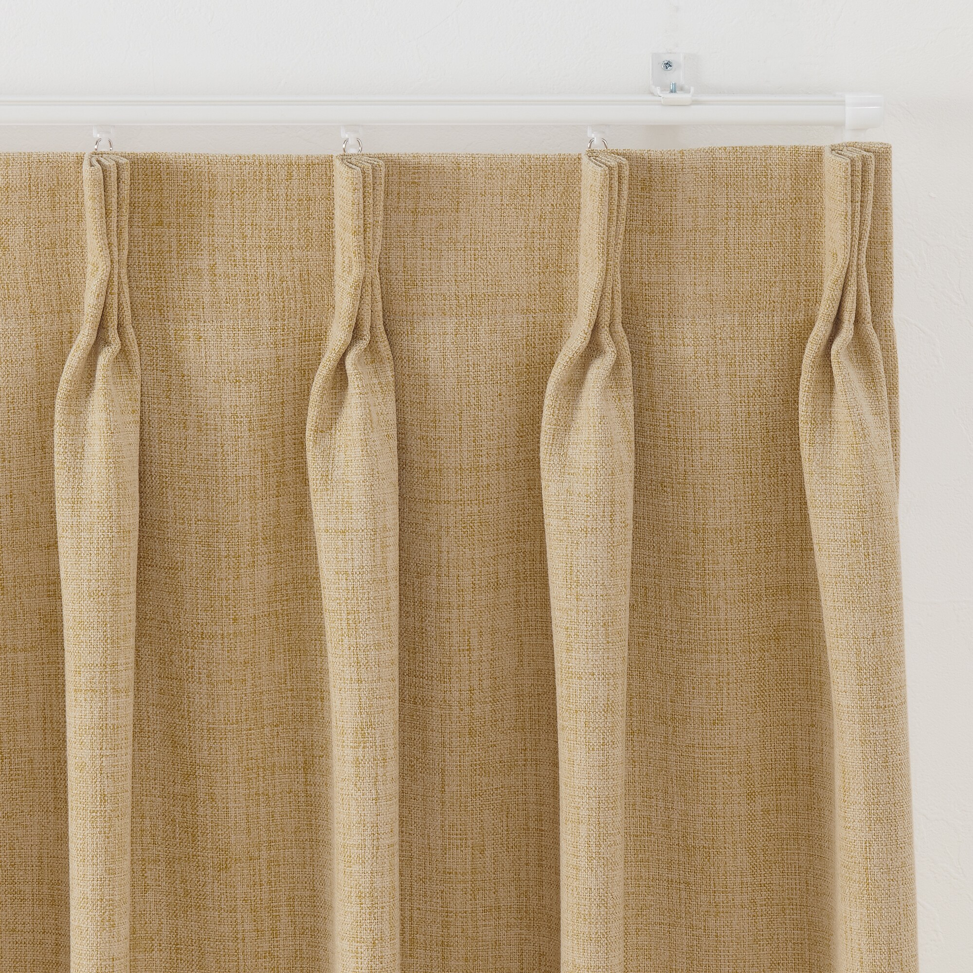 ポリエステルマット織プリーツカーテン2倍ヒダ／遮光裏地付