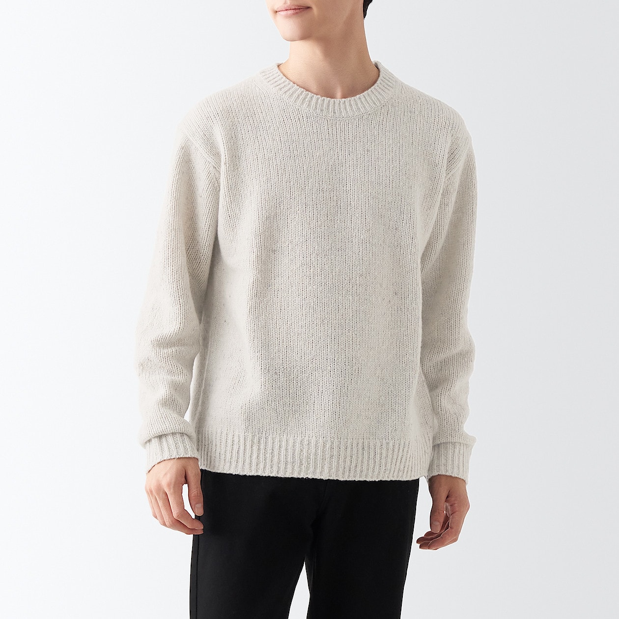 ウール混ネップ糸クルーネックセーター | 無印良品